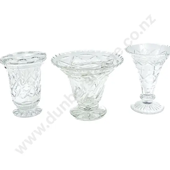 Three Assorted Crystal Vases