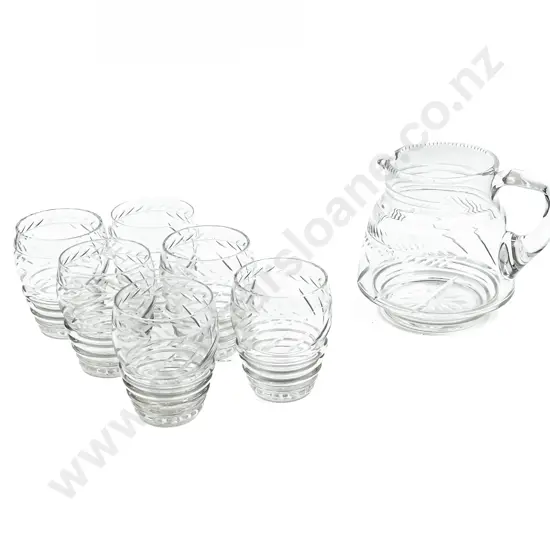 Crystal Water Set with Jug & Six Glasses