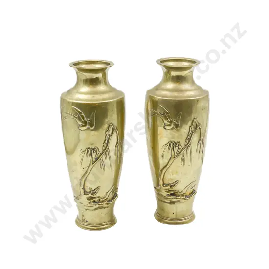 Pair of Heavy Brass Decorative Vases