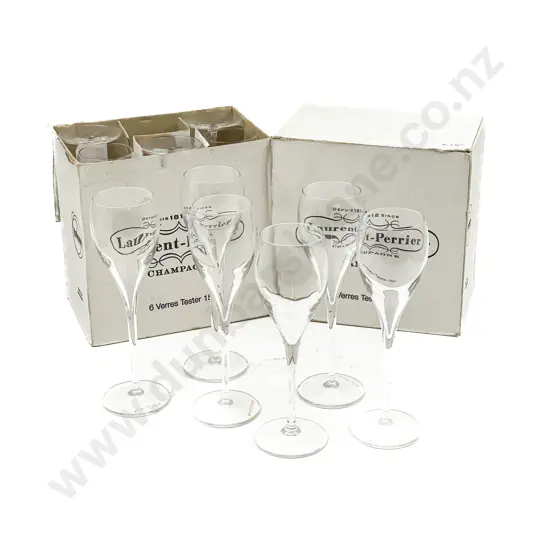 Three Boxes of Six Laurent Perrier Champagne Glasses