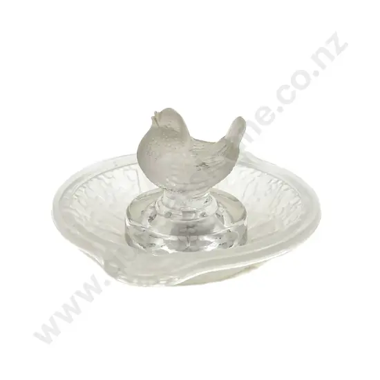 Etling Glass Dish together with Lalique Style Chook Ornament