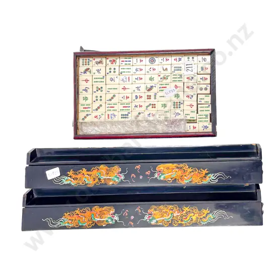 Mahjong Set with Four Lacquered Counter Stands