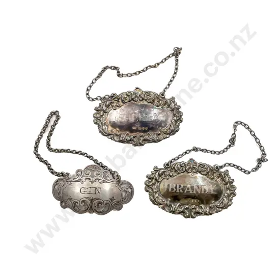 Two S/S Decanter Labels and Other Unmarked Label