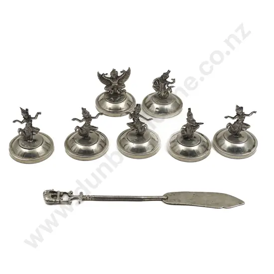 Seven Indian Silver Place Holders etc