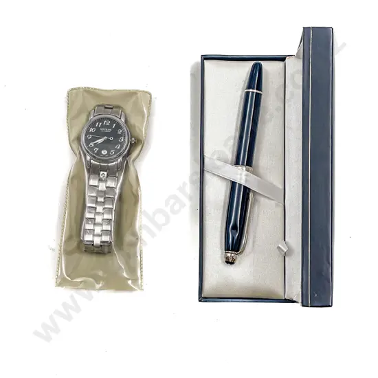 Boxed Copy Mont Blanc Ball Point Pen & Gents Wrist Watch