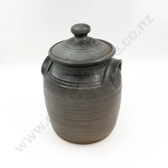 English Stoneware Lidded Crock