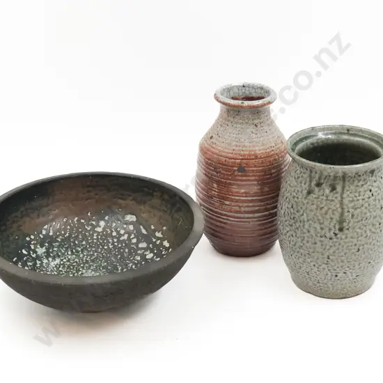 Paul Melser Salt Glazed Vase with Two Others