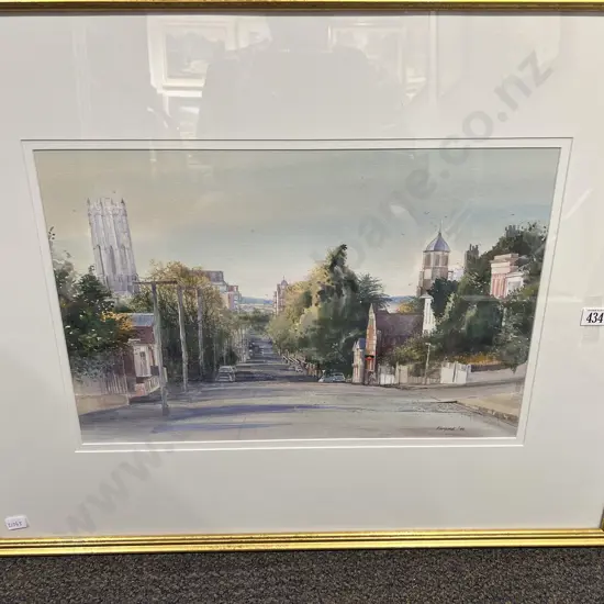 Elmore Sloping Street Scene Watercolour