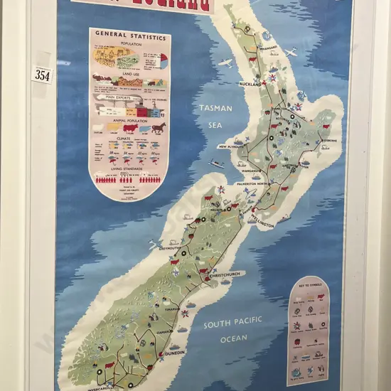 Modern Pictorial Map of New Zealand