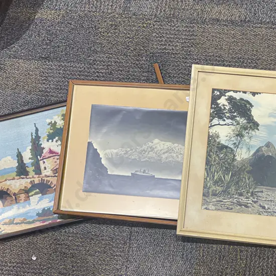 Two Photographic Works Together with Tapestry