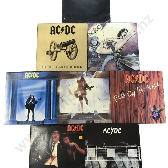 Eight Assorted AC/DC Vinyl Records