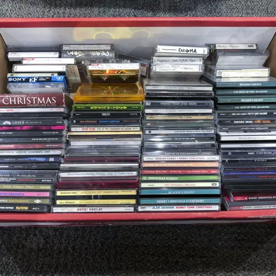 Box of Assorted CDs & Cassettes