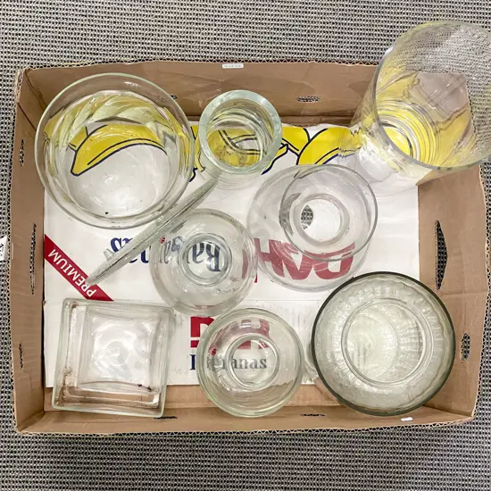Box of Assorted Glass Vases etc