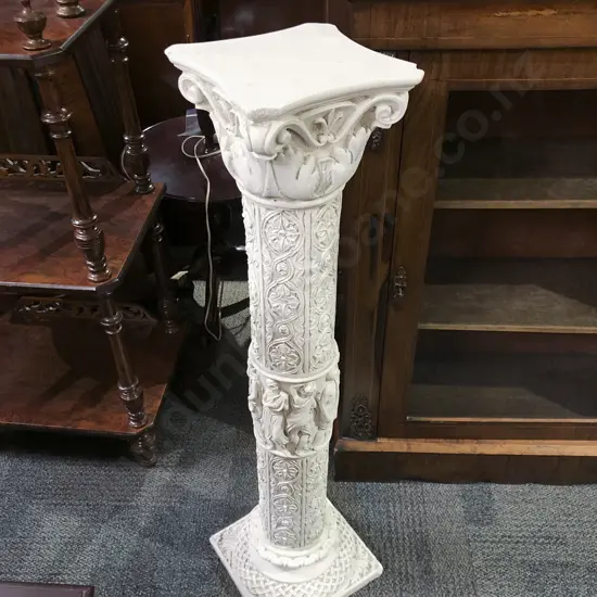 Painted Concrete Decorative Column Plant Stand