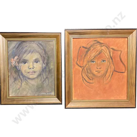 Two Louise Nathan Oil Portraits Together with D. McMiken Oil