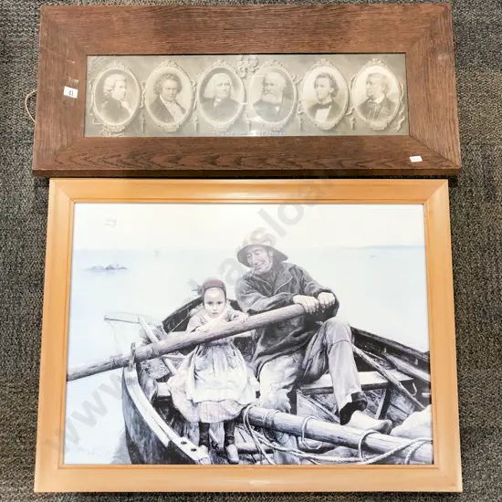 "Great Musicians" Oak Framed Vintage Print Together with Renouf Print