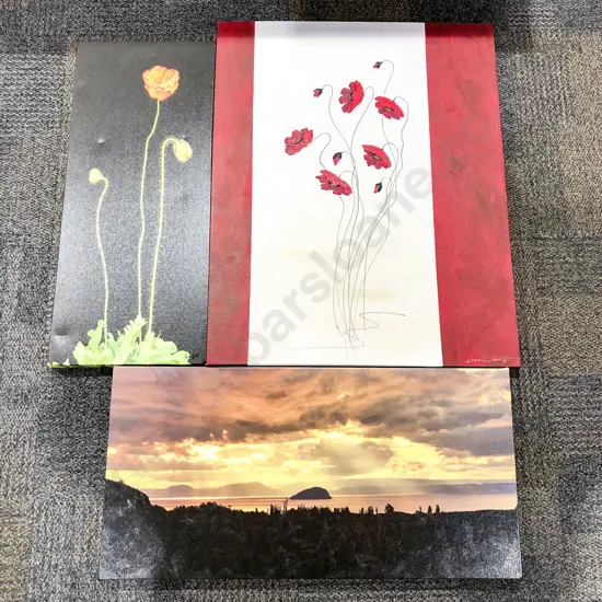 Three Assorted Print on Canvas Works