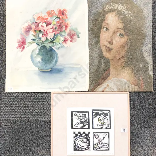 G. Williams Still Life W/C (unframed) Together with Ltd Ed Print and Other