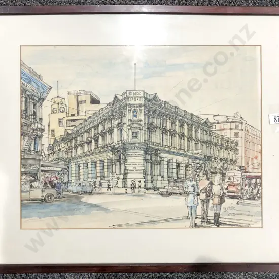 Ian W. Reid - Wellington BNZ Architectural Study - Ink & W/C