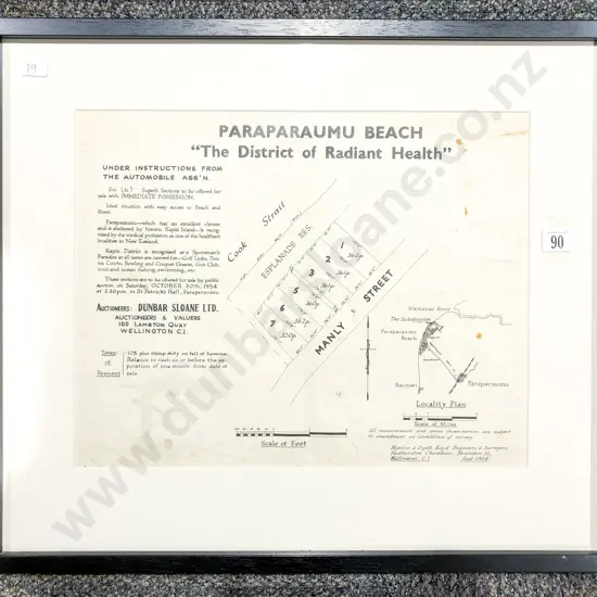 Vintage Dunbar Sloane Auction Notice for Real Estate Section Sale - Paraparaumu Beach