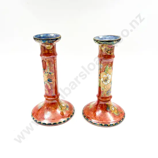 Two Grimwades Byzanta Ware Candlesticks