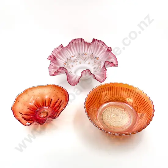 Three Assorted Art Glass Bowls