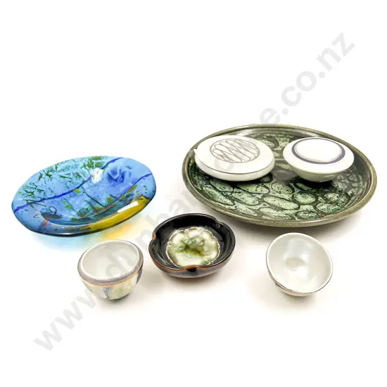 Marc Grunsett Art Glass Dish Together with Assorted Pottery