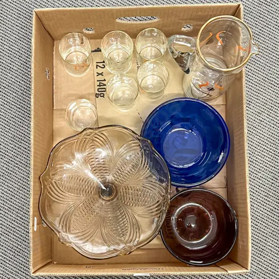 Box of Assorted Glassware