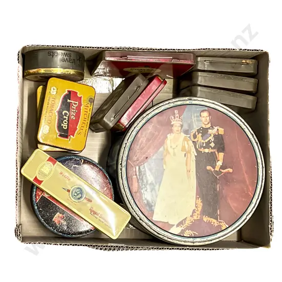 Box of Assorted Vintage Tins