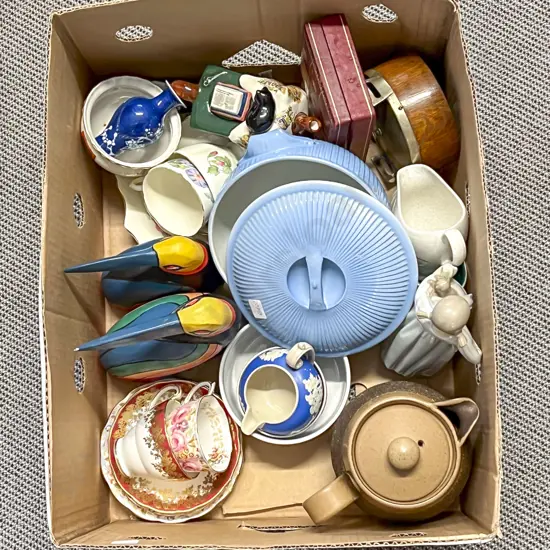 Box of Assorted China and Ornaments etc