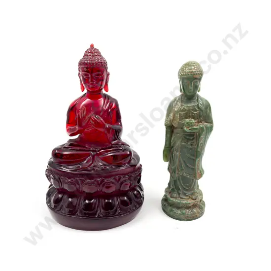 Resin Buddha together with Soapstone Figure