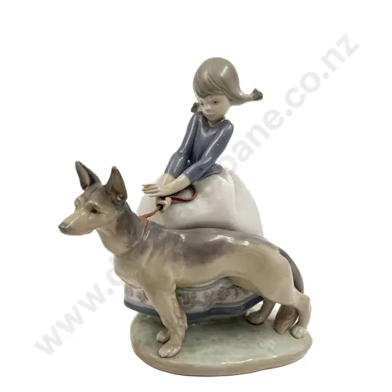 Lladro Figure Group of Girl with Dog