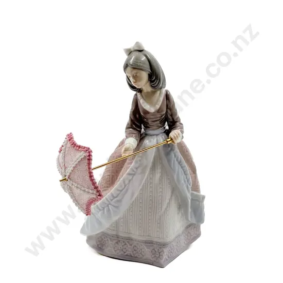 Lladro Figure Lady with Umbrella