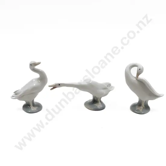 Three Lladro Goose Figurines