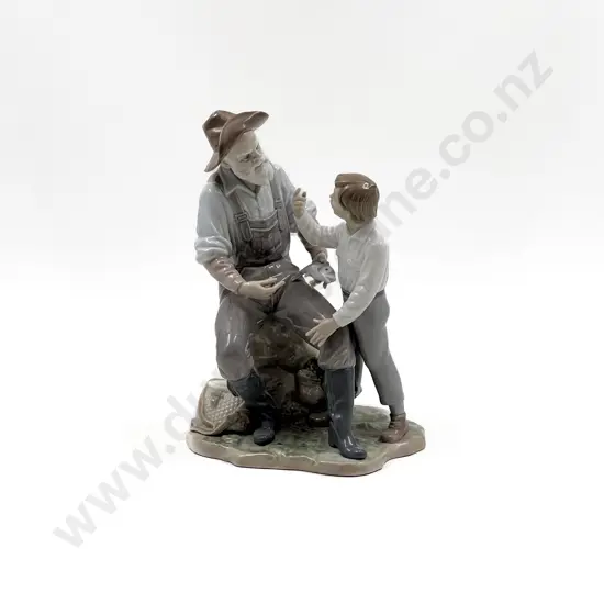 Lladro Figure Group A Fishing Lesson