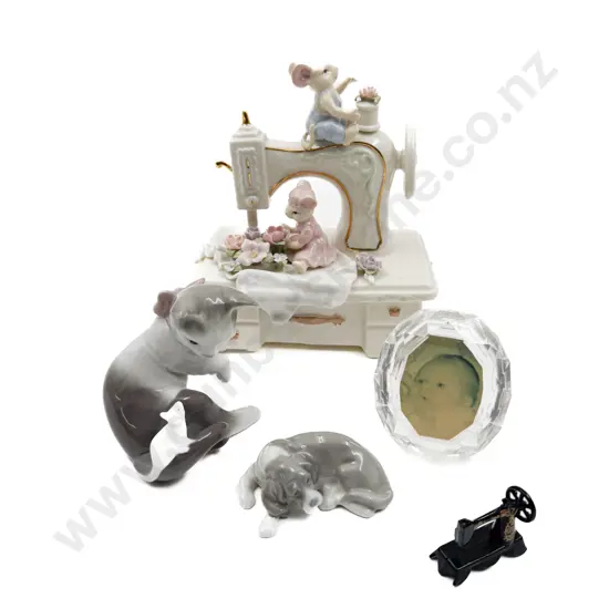 Two Lladro Cat Figures with Music Box etc