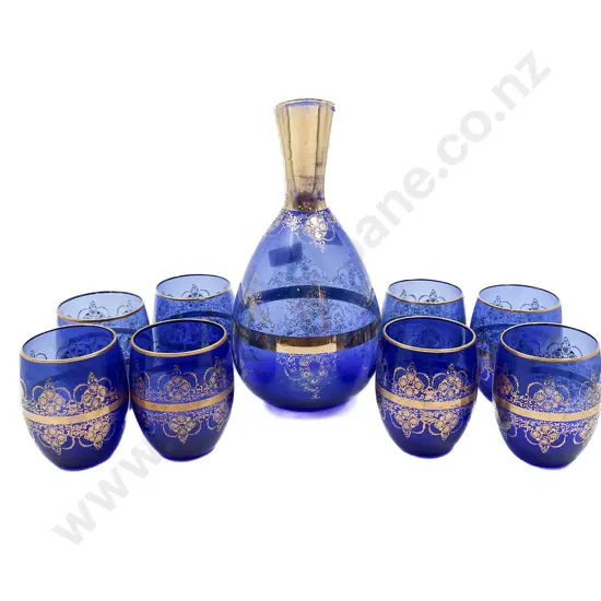 Venetian Glass Carafe & Eight Glasses