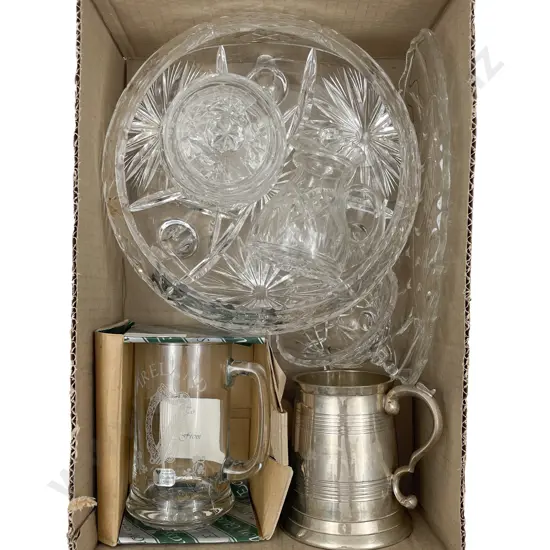 Box of Assorted Crystal and Glassware etc