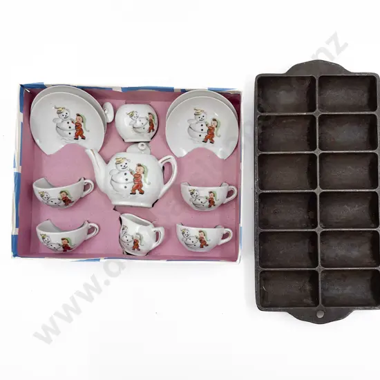 Vintage Boxed Child's Tea Set together with Gem Iron