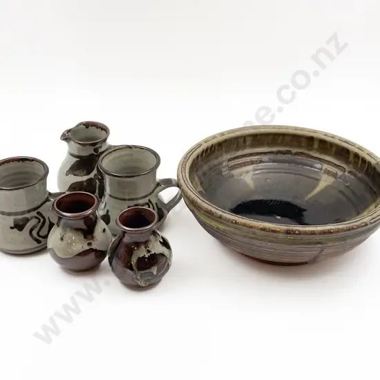 Five Pieces of Peter Vendenbosch Pottery & Wilf Wright Bowl