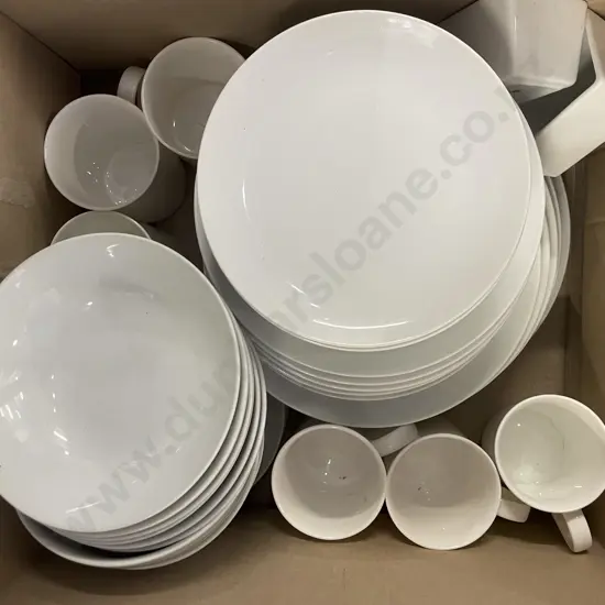 Box of Assorted White Crockery