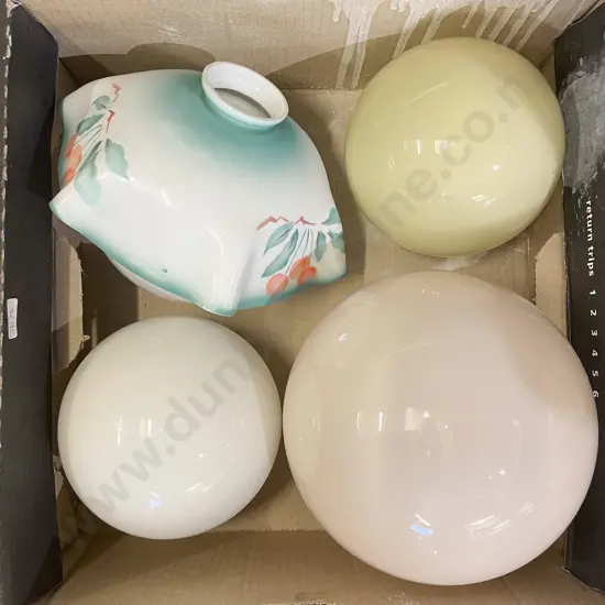 Box Quantity of Assorted Vintage Glass Light Shades