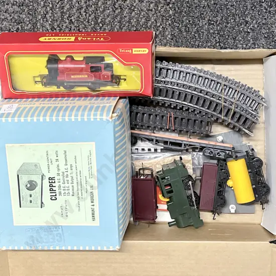 Two Triang HO Gauge Tank Locomotives Rolling Stock Clipper Controller and track