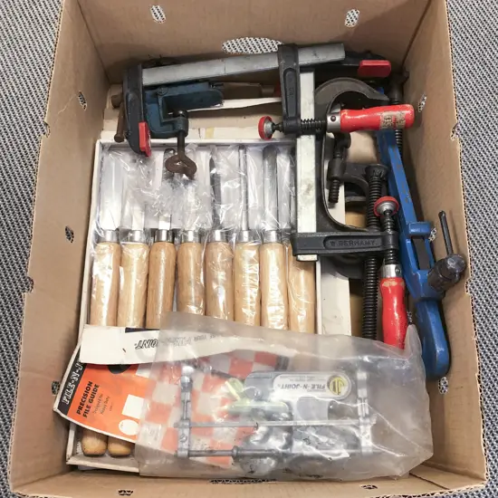Box of Assorted Tools incl Chisels
