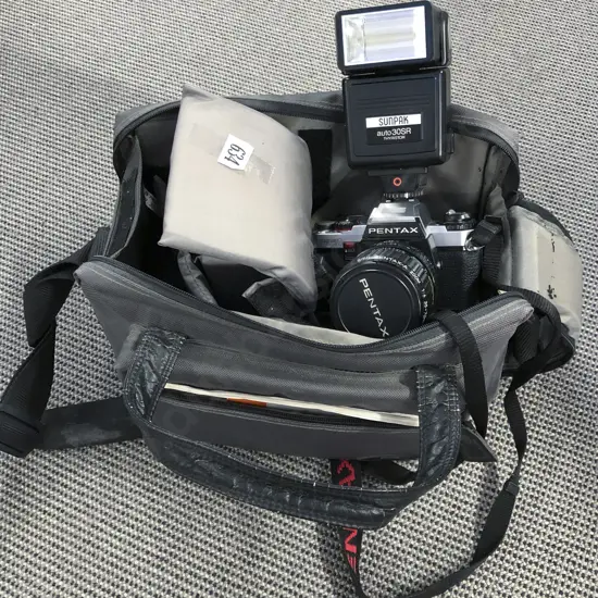 Vintage Pentax Camera and Accessories in Carrying Case