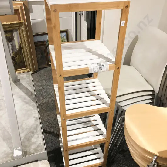 Modern Slatted Open Shelf Unit