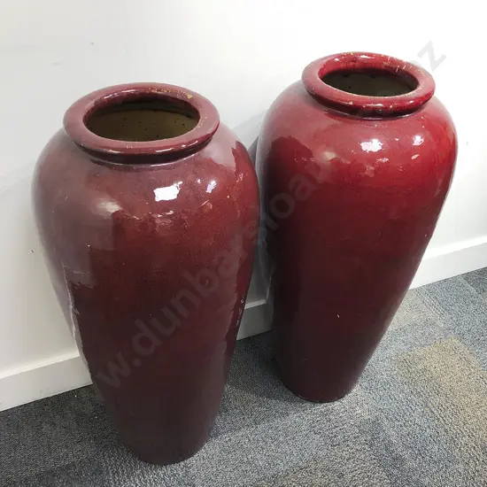Pair of Red Glazed Floor Vases