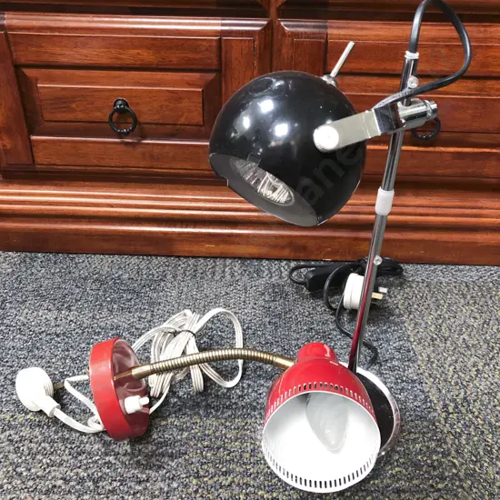 Vintage Goose Neck Table with Headboard Clamp to Base & Modern Design Table Lamp