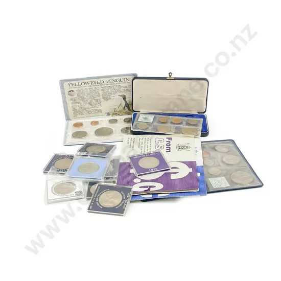 NZ Unc 1967 Decimal x2 1968 1969 and 1988 Coin Sets $1 Commemoratives x7 and 1953 Crown
