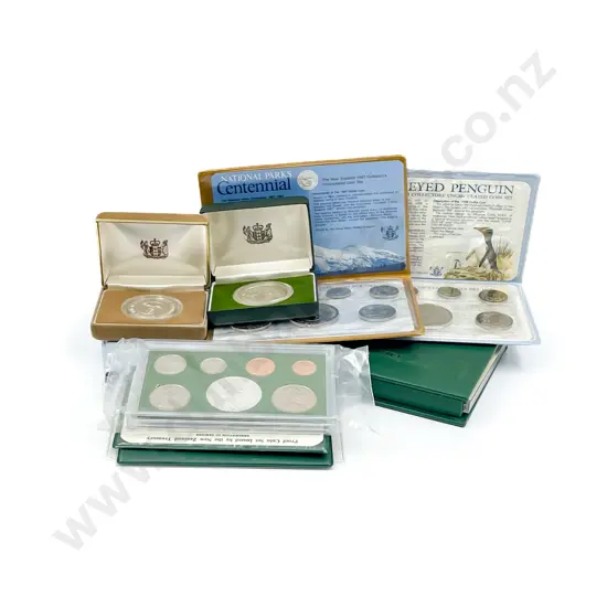 NZ Proof Coin Sets 1995 1980 & $1 1988 and Unc Set 1987 Unc Coin Set and Proof $1